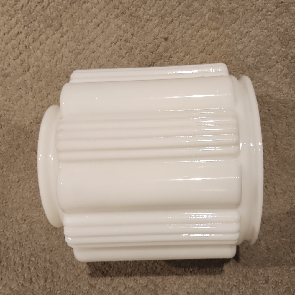 1920s Art Deco Milk Glass Skyscraper Pendant Ceiling Light Fixture Shade